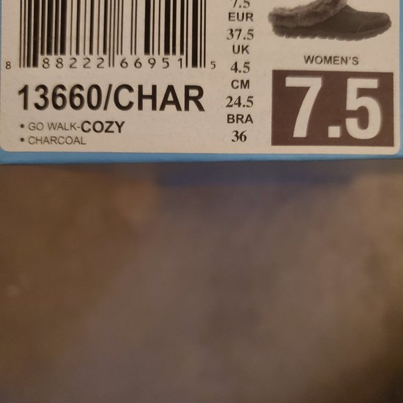 Skechers Go Walk, NWOT, Cozy, mules, charcoal, faux fur trim & lined, size 7.5 - Picture 4 of 4